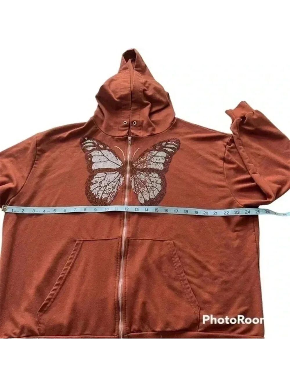 Butterfly rhinestones women’s full zip bling hoodie jacket Size Med - Picture 13 of 15